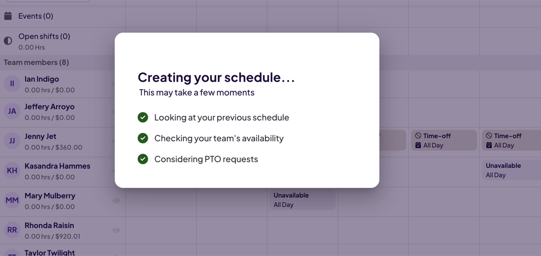 How to Automatically Create a Schedule